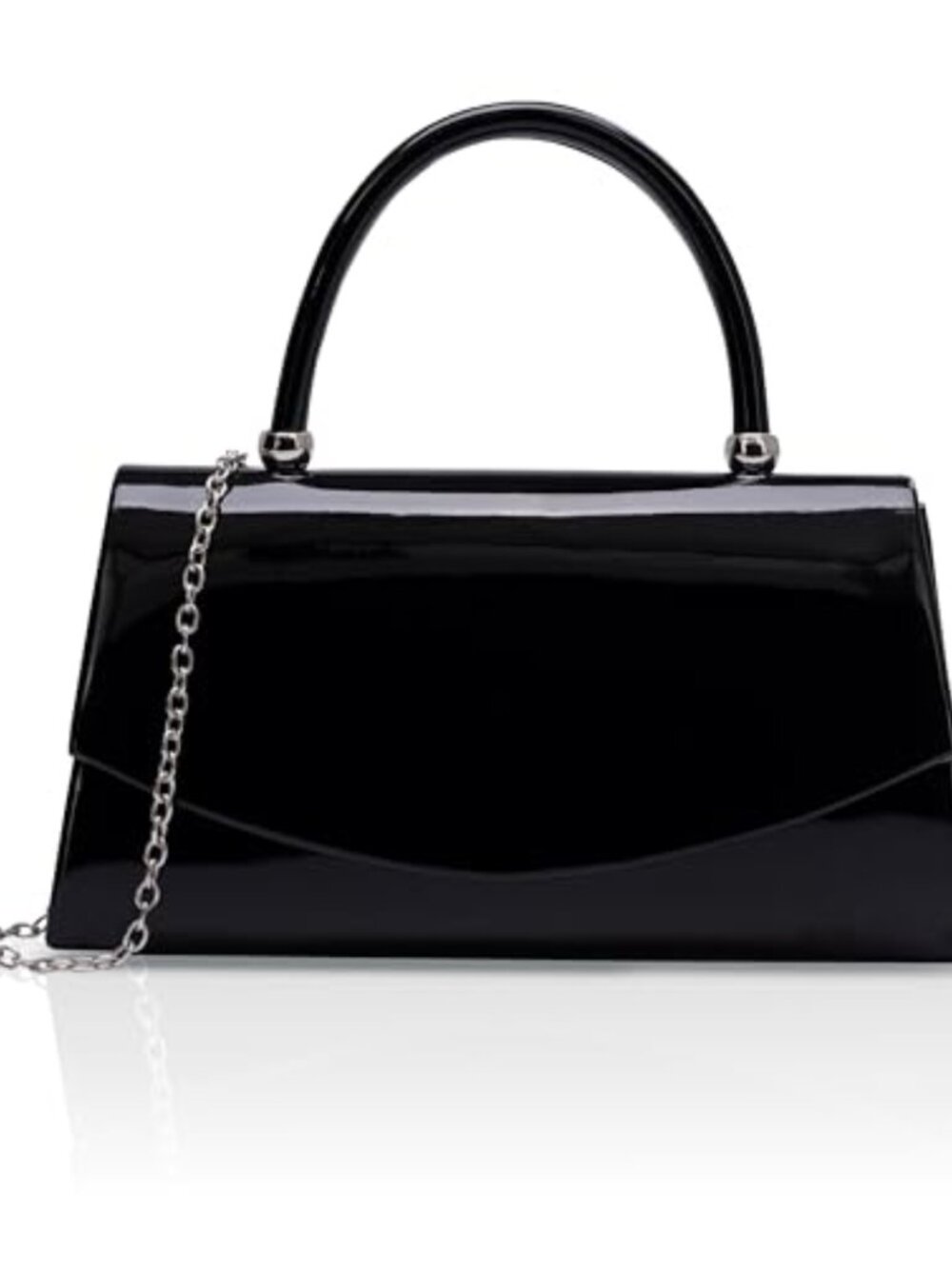 Patent Leather Clutch Purse with Chain Strap, Envelope Evening Bag for Wedding